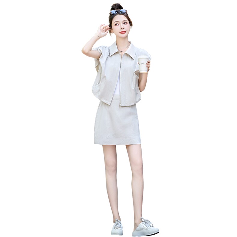 2025年夏季女装新款现货A字裙显瘦拉链套装,女装套装/套裙,奕可儿