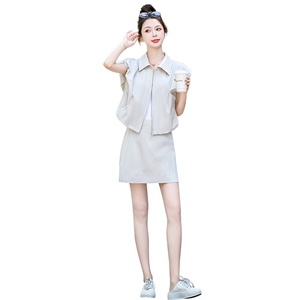 2025年夏季女装新款现货A字裙显瘦拉链套装图片
