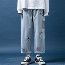 910A-A133秋装新款休闲裤情侣潮流嘻哈九分裤男，男装休闲裤，星座910A