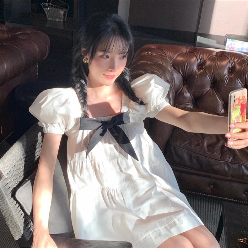 方领蝴蝶结公主裙,女装其它,喜午