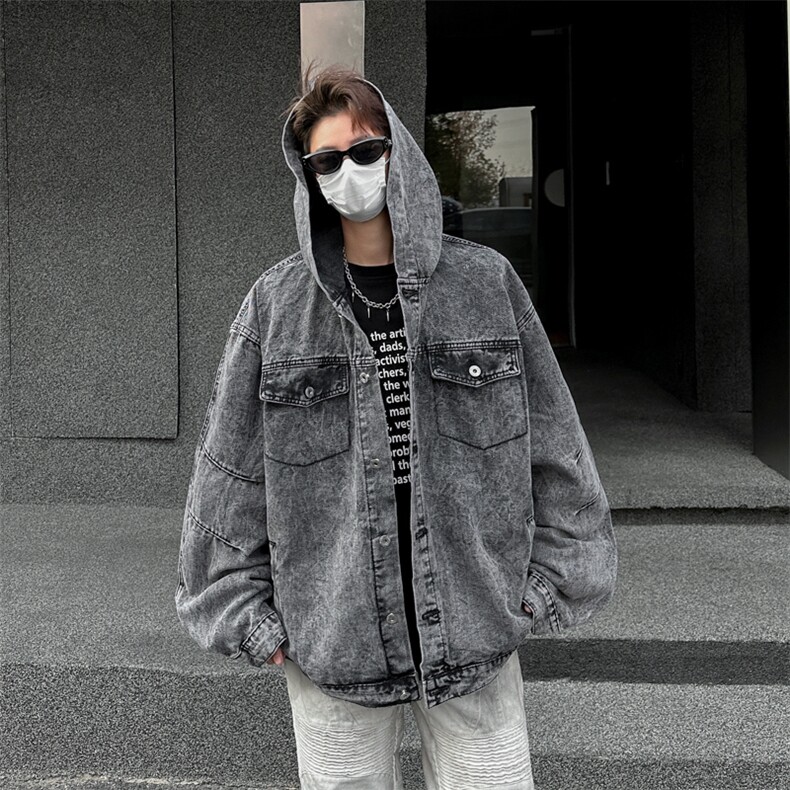 美式复古水洗牛仔外套春秋季潮流设计感休闲外套,男装夹克,星座410-7