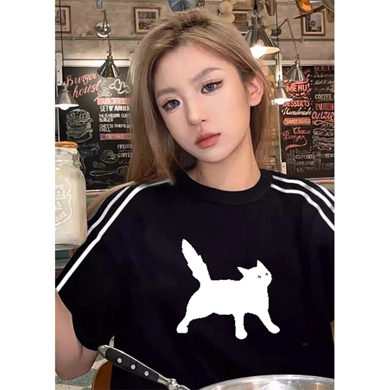 抖音得物高品质二开240克宽松纯棉美式潮牌三条杠织带短袖T恤，男装T恤，电商A486-1