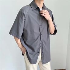 日系五分袖春夏季新款衬衫潮流慵懒男方领宽松型衬衫AC198P26，男装衬衫，星座1116-2