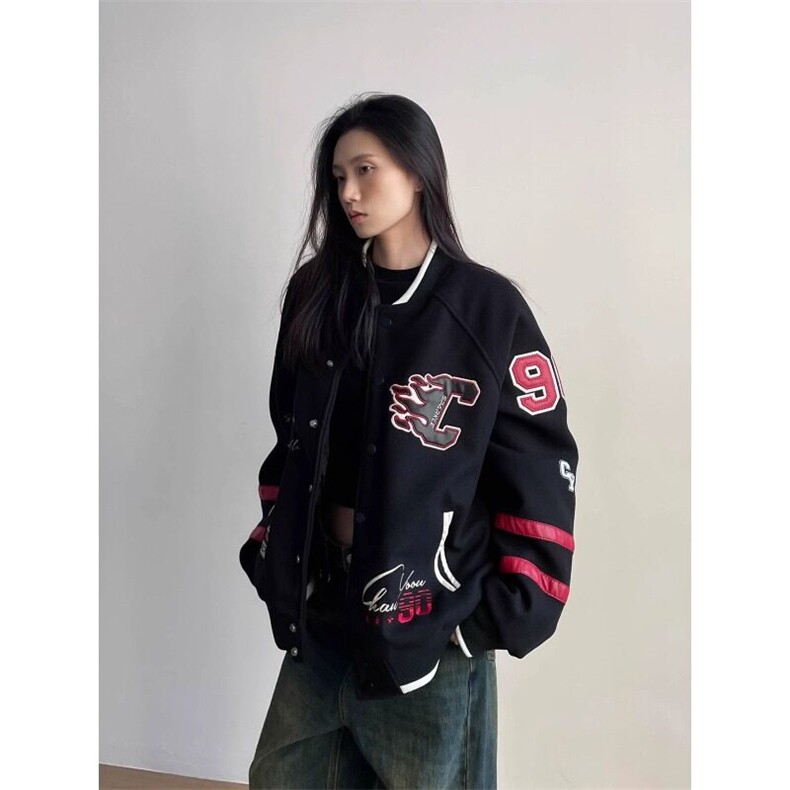 W9134-P78网图现货春季新款美式复古刺绣棒球服外套宽松夹克,男装夹克,星座1608-2