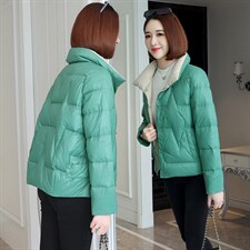 羽绒棉服女短款时尚亮面棉衣冬新款小个子立领百搭轻薄小棉袄外套，女装棉衣/棉服，婷思杰（原婷想服饰）