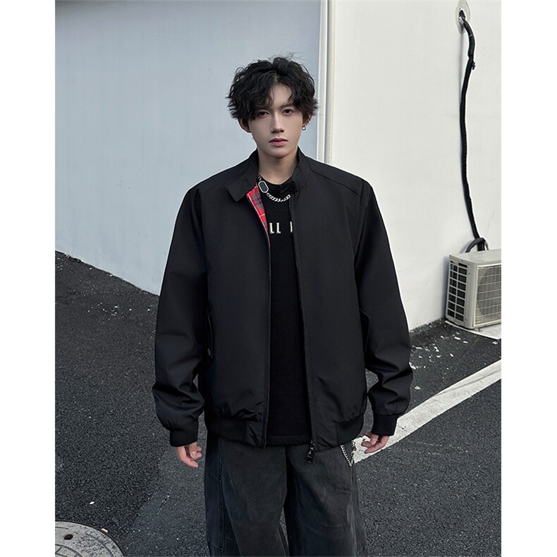 8XL-M美式复古棒球服外套男特大码潮牌双拉链立领夹克衫JK005P85,男装夹克,电商B312