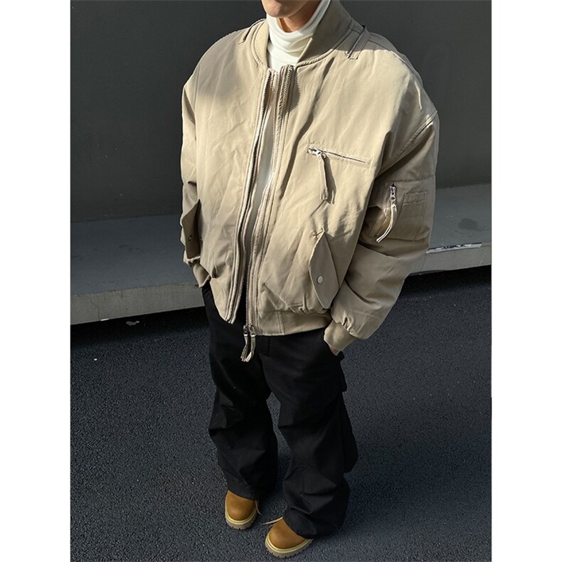 美式复古飞行员夹克春秋工装短款棒球服外套男小众上衣JK3627图片