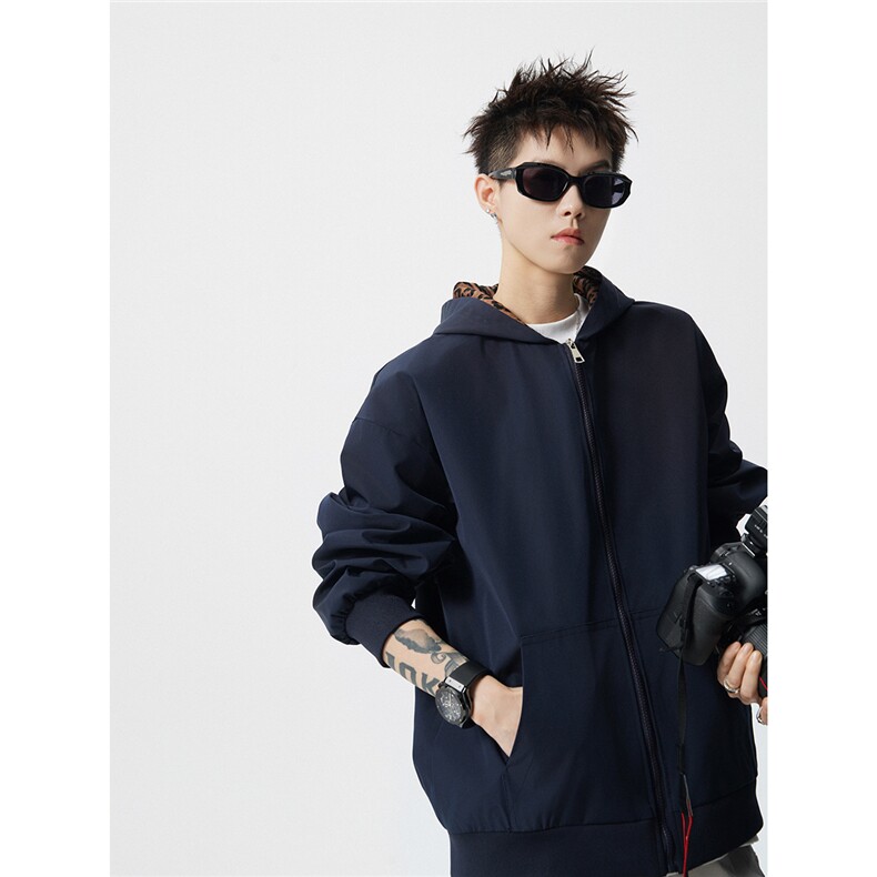 1可二开豹纹元素大码M-5XL连帽夹克聚酯纤维JK78091P69控108，男装夹克，星座227-7