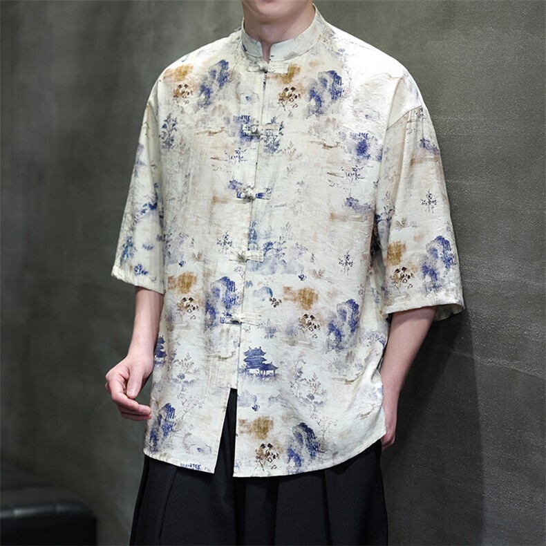 风数码印花衬衫C2501-P55，男装衬衫，星座815-1（原A203A）