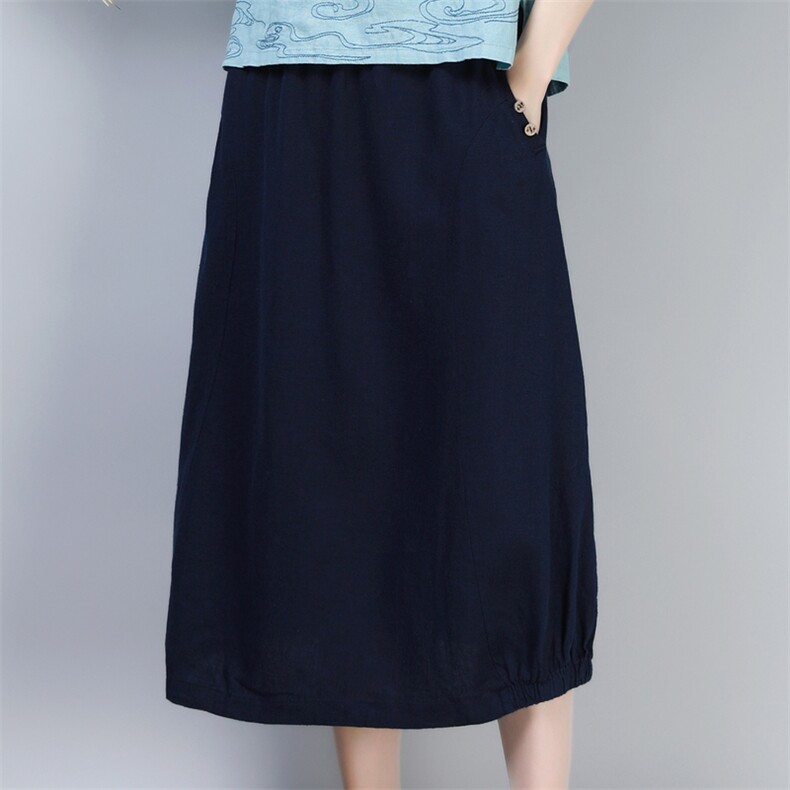 半身裙纯色中腰百褶裙2021年夏季中裙A型舒适韩版潮流，女装半身裙，涵誉