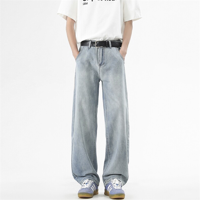 2026春季新款港风美式vibe潮流百搭直筒休闲牛仔裤男ZK3869-P50,男装牛仔裤,星座313A(原308A-2)