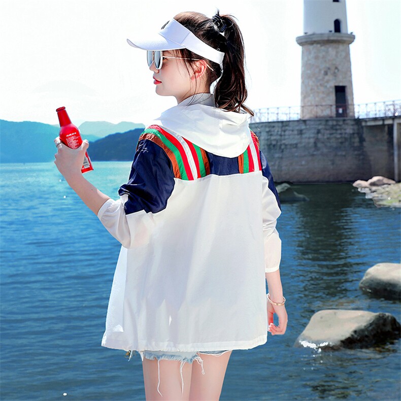 拼接防晒服女款2022年新款夏季薄款宽松外套防晒服女夏防紫外线衫,女装防晒衣,浙宝281