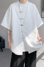 8XL-M特大码新中式衬衫男复古风垂感短袖衬衫外套CS512P48，男装衬衫，电商D206-1