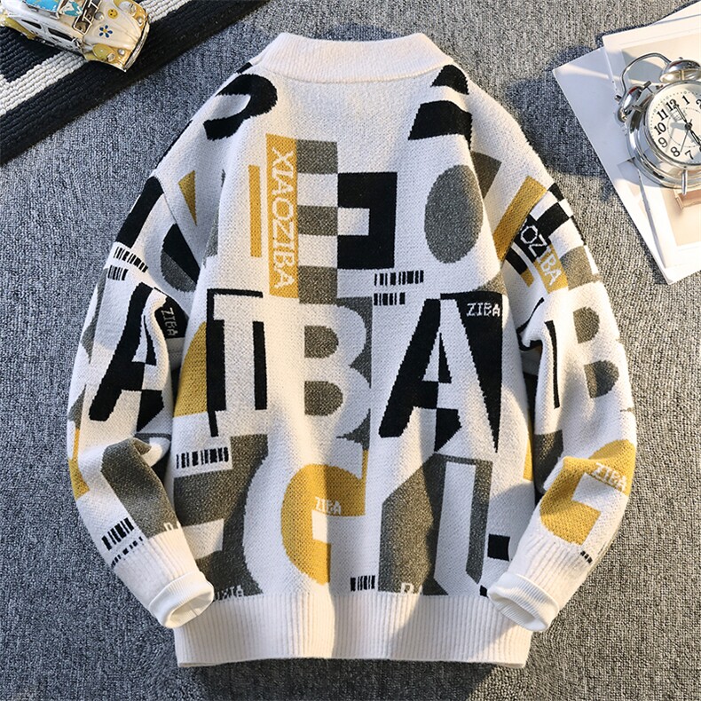 1018-1-M654-P45新款男士加厚潮流针织衫青少年内搭个性图案毛衣,男装针织衫/毛衣,星座1018-1​