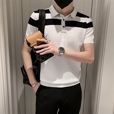 polo衫男夏季新款潮流短袖t恤男士潮牌修身百搭休闲翻领上衣，男装T恤，星座1210-1