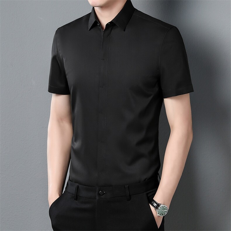 C8816钱塘2020-1夏季薄款中年男士商务休闲百搭短袖衬衫P53,男装T恤,钱塘207-1