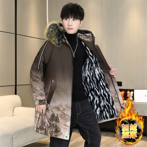 男士连帽外套冬季加绒加厚夹克加厚撞色大毛领棉衣男MY1717-P98图片