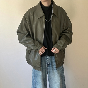 现货主推高质量皮衣外套男宽松皮夹克机车服 A026 P95 加绒P105图片