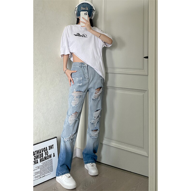 美式ins高街小众hiphop夏季破洞牛仔裤货号K729P60,男装牛仔裤,电商A063