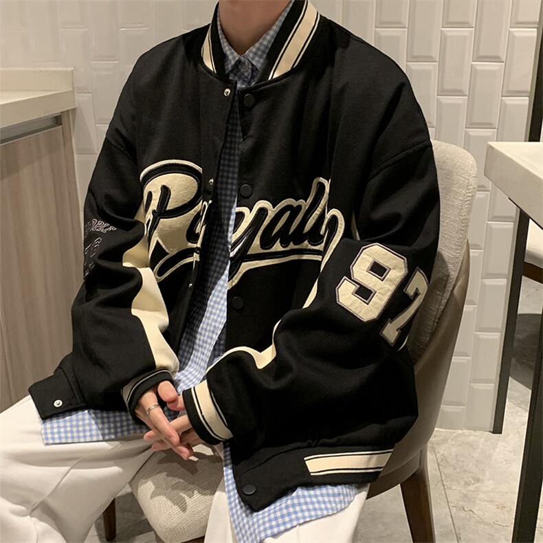 美式潮ins棒球服男秋季复古刺绣拼接情侣宽松夹克外套W2043-P48,男装夹克,星座512-4