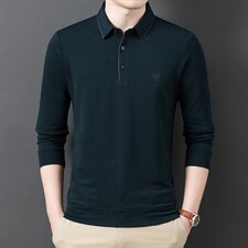 2023秋冬新款休闲时尚修身型男士长袖打底衫T恤中年商务休闲Polo，男装T恤，电商B212（原钱塘6029）