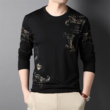 秋季爸爸装纯棉长袖t恤男中年秋衣中年体恤上衣打底衫HPNT777-P80图片