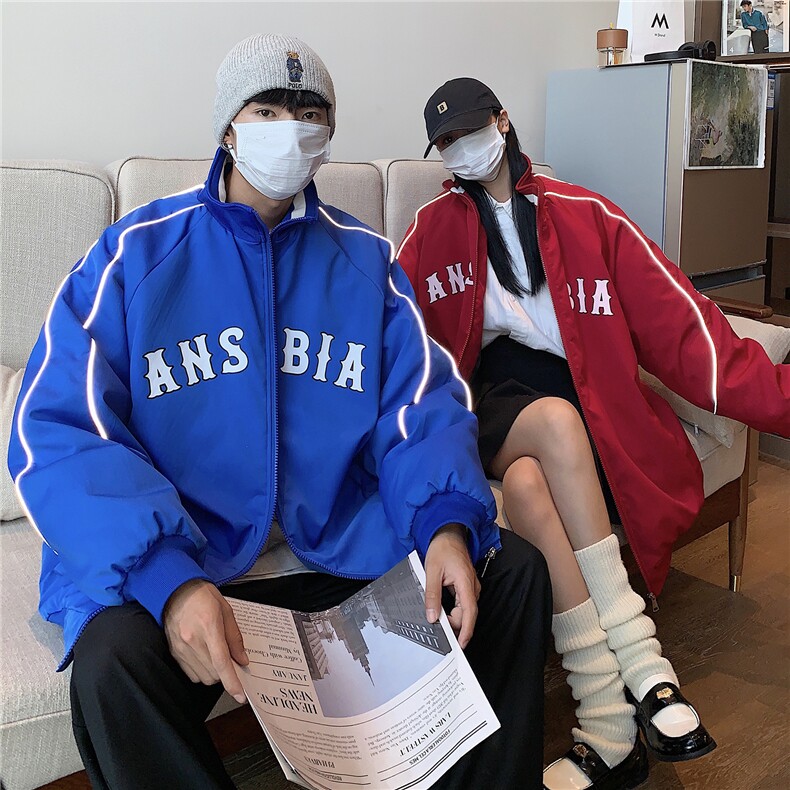 港风新品反光宽松男士棉衣韩版百搭情侣棉服冬装外套G1030P118,男装棉衣,电商A339