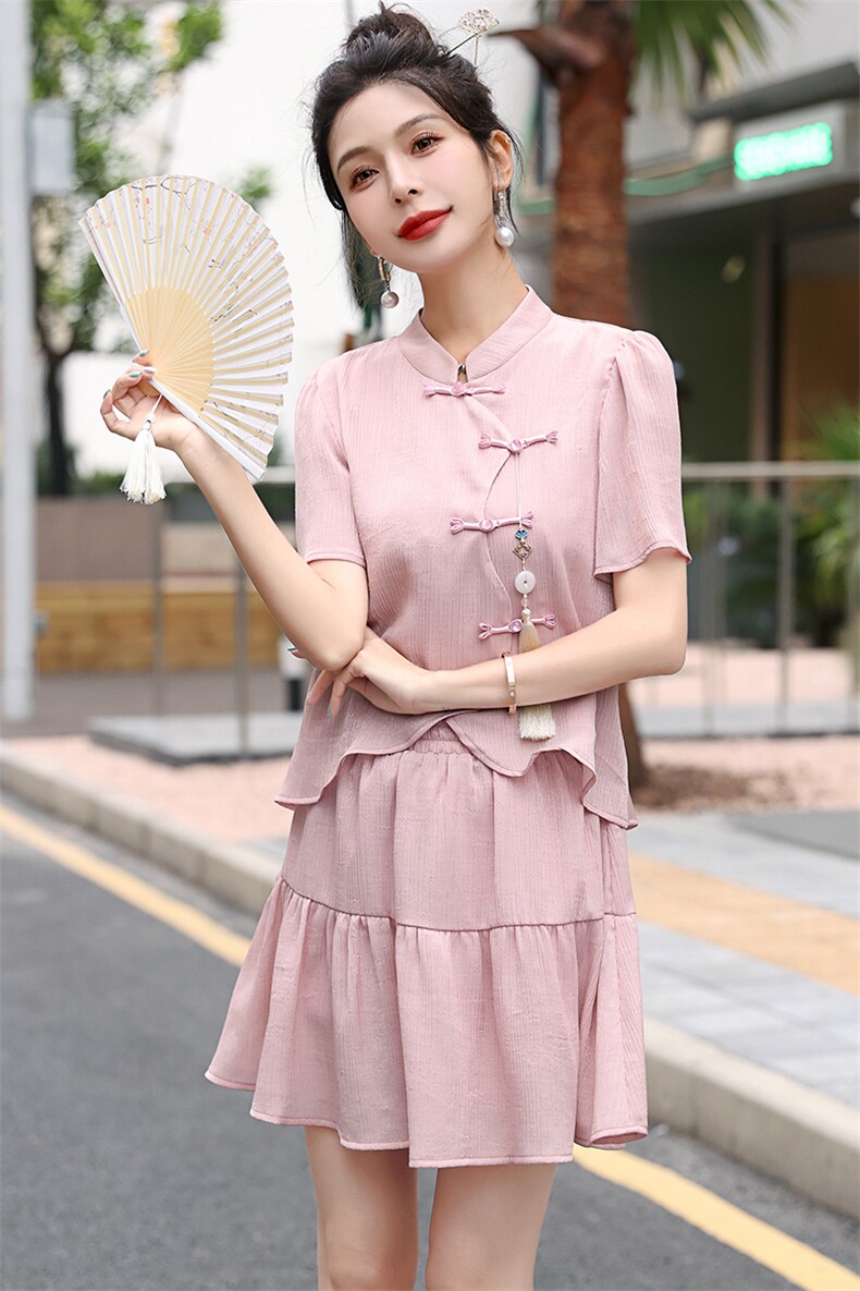 《48H发》复古时尚新中式两件套套裙,女装套装/套裙,婷轩阁