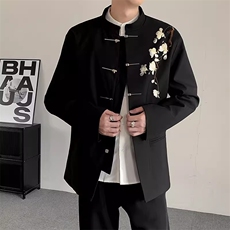 春秋新中式重工刺绣玉兰花中山装西服外套男高级感西服潮JKW76，男装西服，星座516A