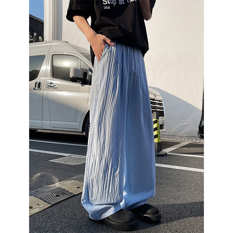 8XL-M多巴胺冰丝垂感慵懒山本裤男夏拖地裤子阔腿休闲裤KZ051P30,男装休闲裤,电商B312