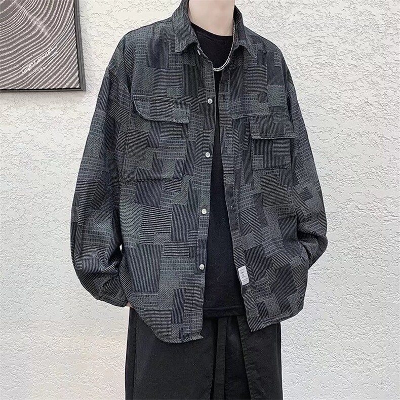 长袖衬衫男港风牛仔外套衬衫C06P48,男装衬衫,星座1116-2