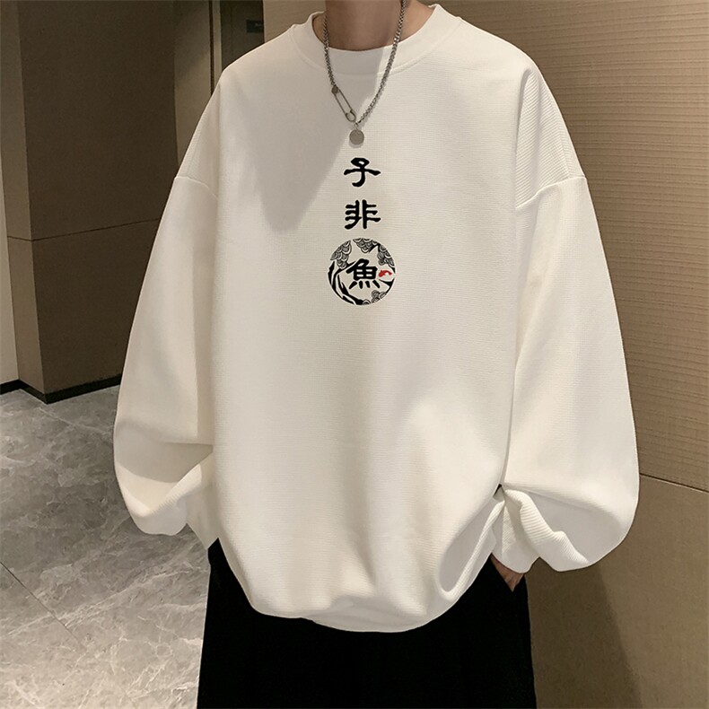 华夫格卫衣圆领卫衣男大码长袖t恤男外套 HW76070-P30加绒款-P40图片