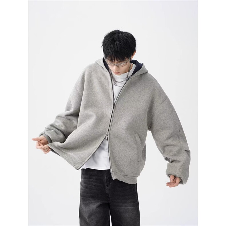 1506A/GY340/P56新款卫衣宽松简约连帽卫衣开衫潮流百搭,男装卫衣,星座1506A
