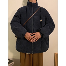 新款灯芯绒棉衣男女立领情侣加厚棉服冬季外套保暖面包服V11-P90，男装棉衣，星座1008
