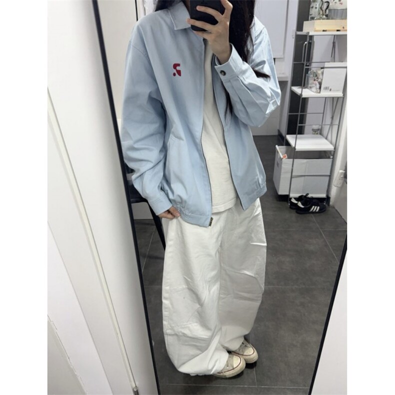 休闲百搭翻领衬衫夹克潮牌潮流秋季美式复古拉链情侣外套,男装衬衫,四季星座505