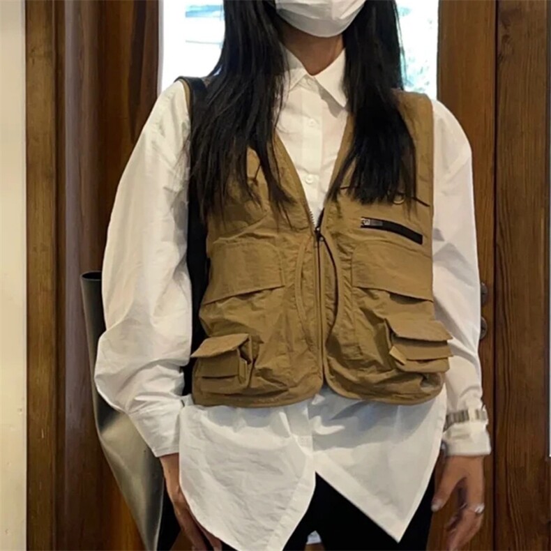 MJ1102p255限328潮牌大码宽松坎肩多口袋设计感工装马甲上衣,男装背心/马甲,电商A089-1