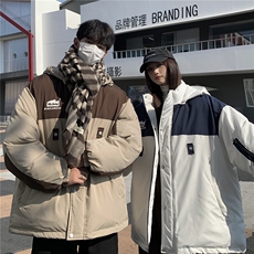 EQ333可脱卸连帽拼色工装棉衣外套男女情侣装冬装2024新款棉服，女装棉衣/棉服，电商C306-1