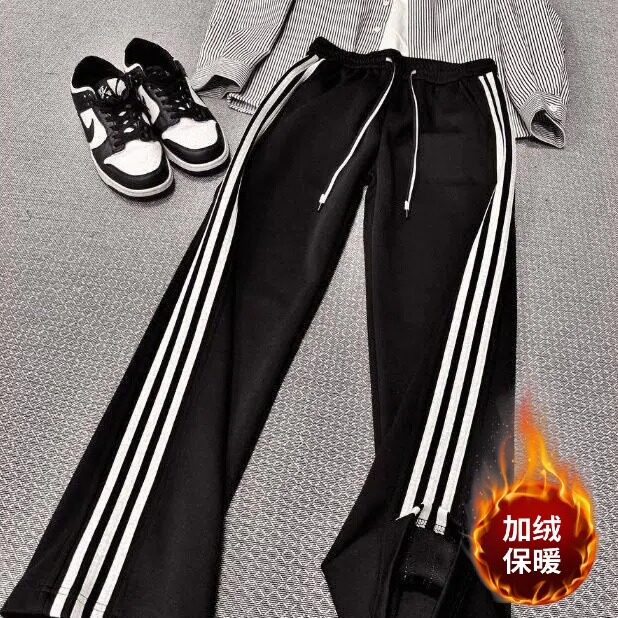 条纹运动裤男冬季新款潮牌青少年宽松休闲裤子LJ755-P40加绒p45,女装休闲裤,星座1008
