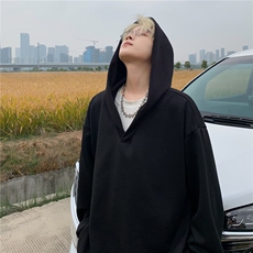 连帽卫衣男春秋款V领慵懒风设计感宽松帽衫美式复古外套W6788，男装卫衣，星座1116A-1（原606A）