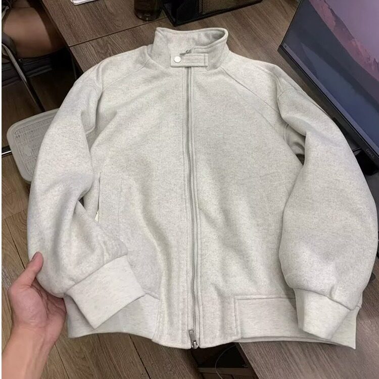 现货DJK8554-批70纯色立领运动外套男女春秋新款夹克图片