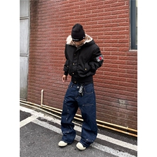 豹纹袖章连帽座山雕毛领棉服男女冬季宽松美式夹棉情侣外套，男装棉衣，星座1210-1