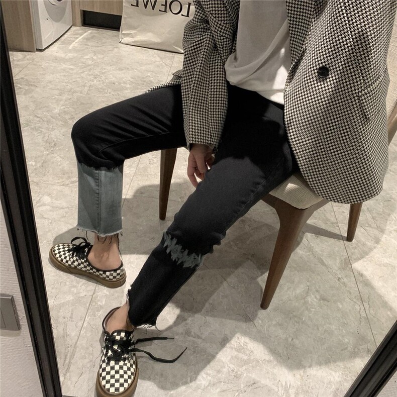 渐变九分牛仔裤，女装牛仔裤，XTZ style