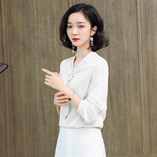 桑蚕丝长袖飘带上衣2023春季新款领带纯色系扣真丝衬衫黄色，女装衬衫，阿舍尔精品