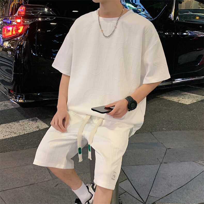 ！2025夏季新款男士提花短袖套装TZH259（TT246+DK259）特P50,男装T恤,电商B220