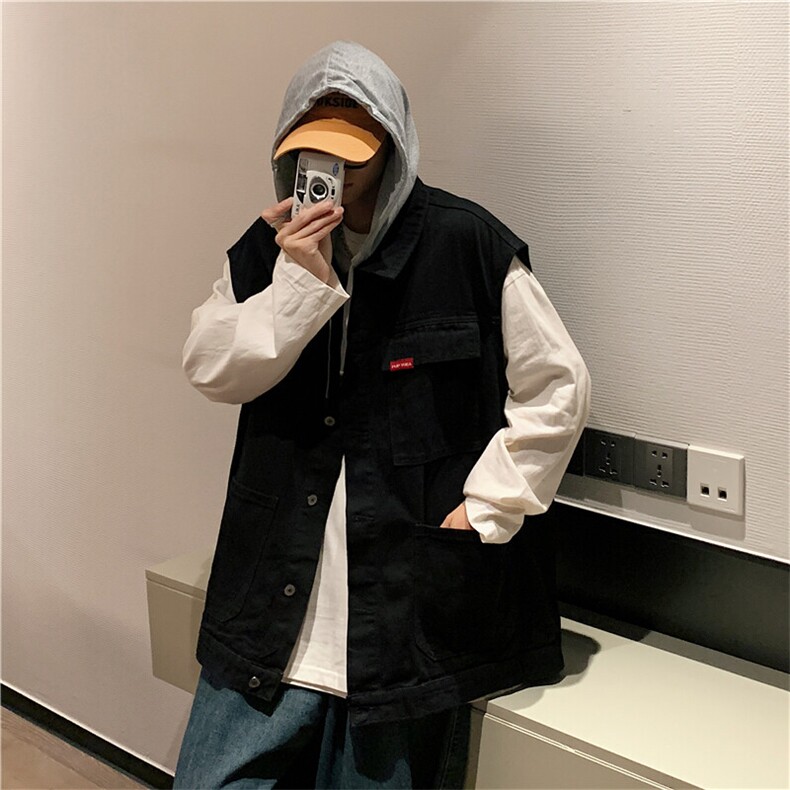 MJ208-p58-限价78M-5XL现货宽松可脱卸大码牛仔马甲多口袋,男装背心/马甲,星座116