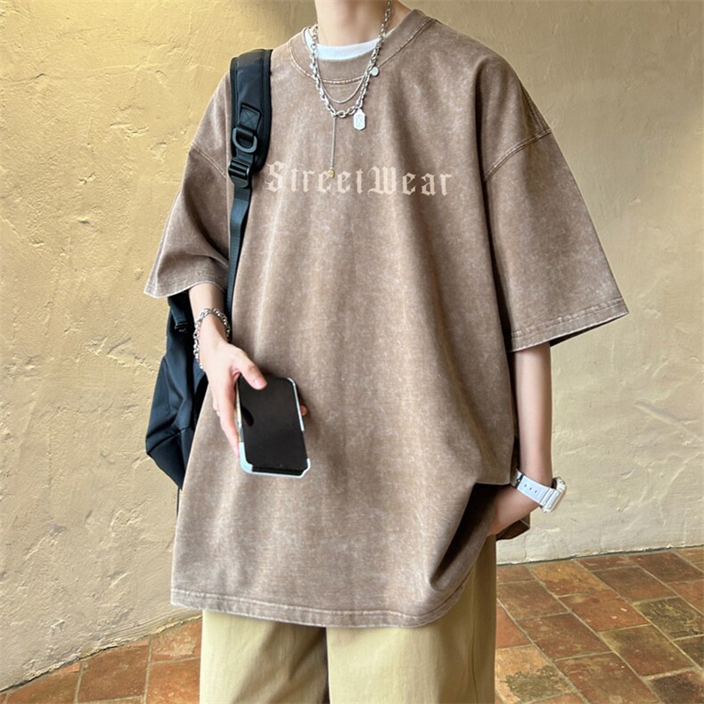 ！2024夏季新款潮牌男士水洗短袖T恤纯棉半袖TX111P38,男装T恤,电商B220