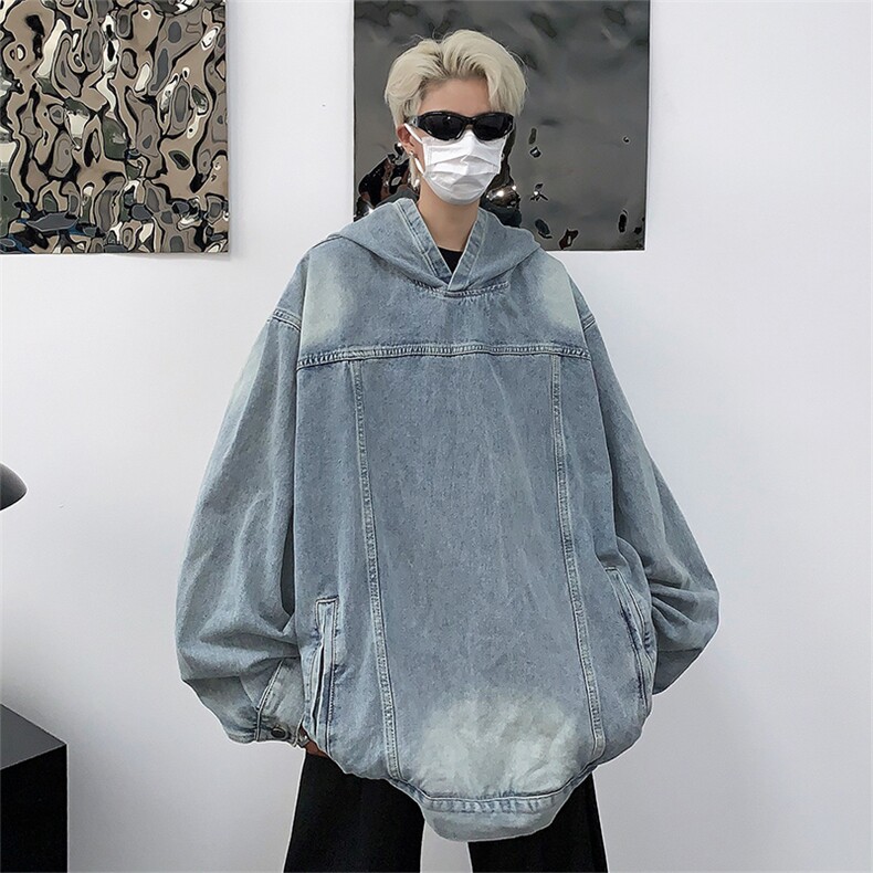 美式潮牌复古牛仔夹克连帽高街vibe宽松套头外套上衣男J8605-P65,男装夹克,星座1008