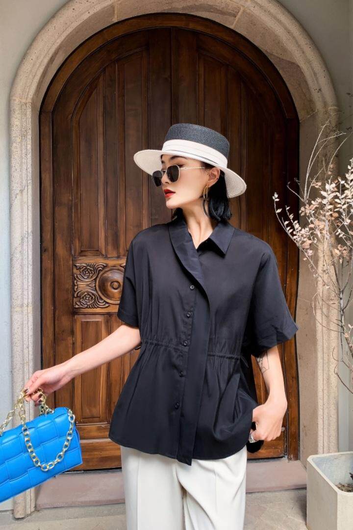 现货设计师款时尚腰部抽绳小衫，女装，储辰