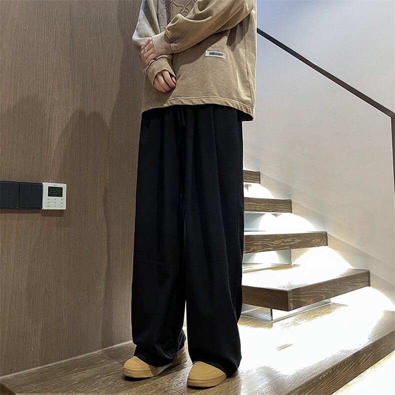 直筒休闲裤男2023春秋季薄款潮流宽松百搭垂感阔腿长裤K00957-P35图片