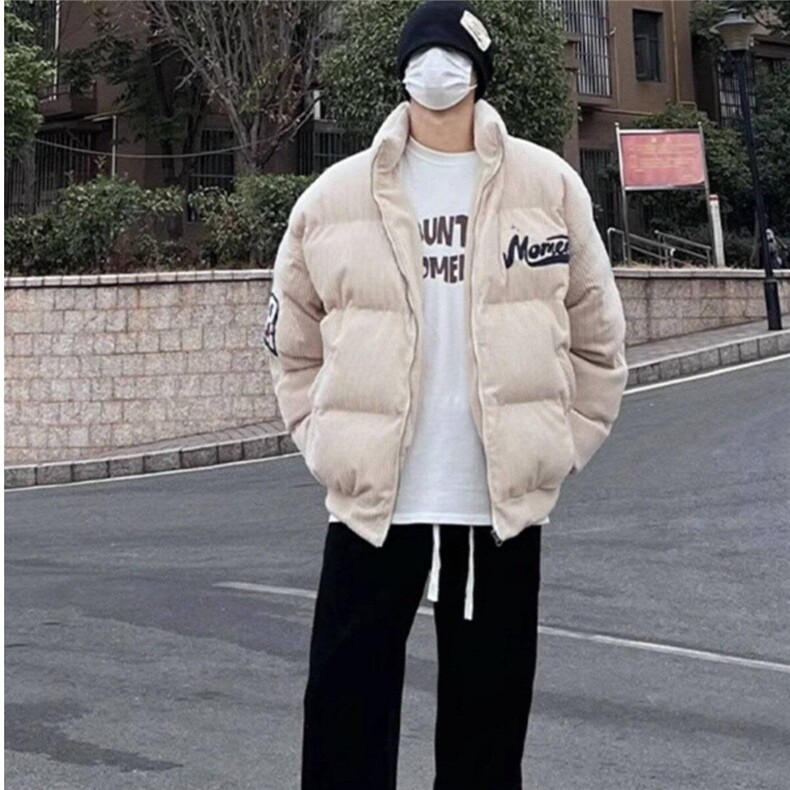 灯芯绒棉服男2026春季街头潮牌设计感时尚立领潮流棉衣外套图片